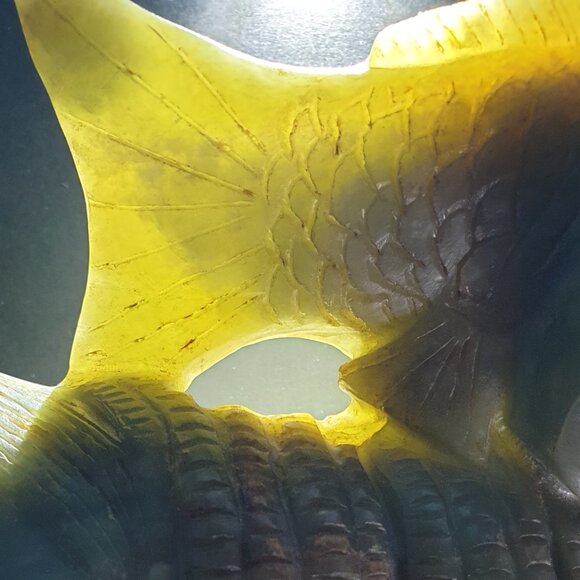 Rare Vintage Hand-Carved Chinese Jade Mermaid & Fish Sculpture 2.5 lbs & 6'' - Picture 4 of 11